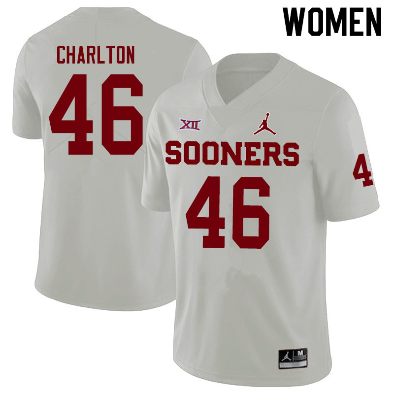 Women #46 Robert Charlton Oklahoma Sooners Jordan Brand College Football Jerseys Sale-White - Click Image to Close